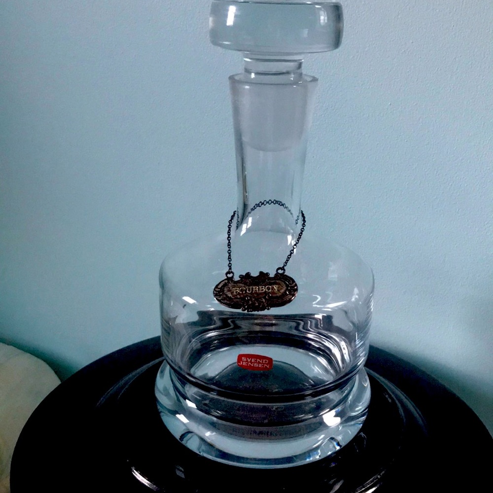 Svend Crystal decanter with sterling silver tag